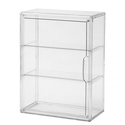2 Pack Clear Display Case for Figures with Magnetic Door, Acrylic Display Cases for Collectibles, 3Tiers Acrylic Storage Organizers Box, Desktop or Wall-Mounted Showcase for Collectibles Action Figure