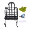 1:12 Scale Dollhouse Bird Cage Metal Miniature Bird Cage Realistic Opening Door Miniature Dollhouse Bird Cage with Fake Grass Bird Sticker (Black) view 1