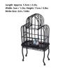 1:12 Scale Dollhouse Bird Cage Metal Miniature Bird Cage Realistic Opening Door Miniature Dollhouse Bird Cage with Fake Grass Bird Sticker (Black) view 2