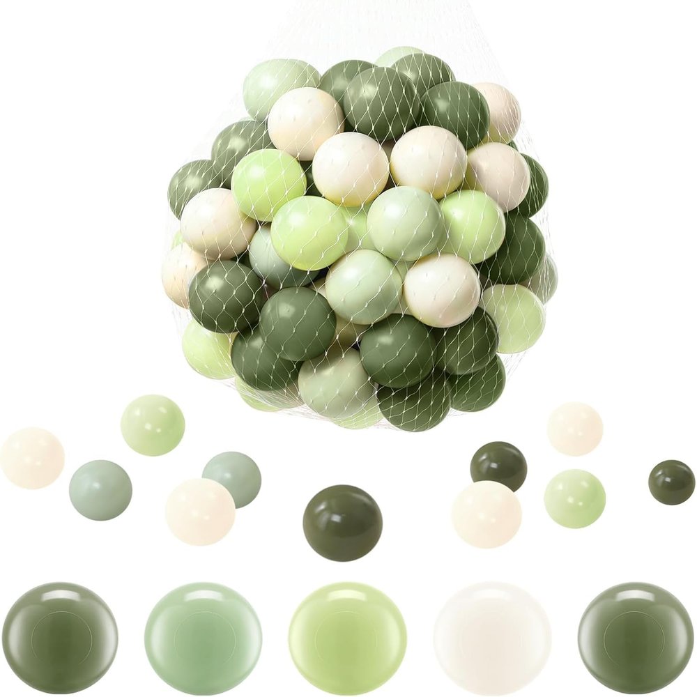 FHRILEK Ball Pit Balls-Star Ball Pit Balls for Kids,Plastic Balls for Ball Pit, Crush Proof Play Balls BPA Free Non-Toxi (Olive-Color, 100PCS) 2.17 Inch