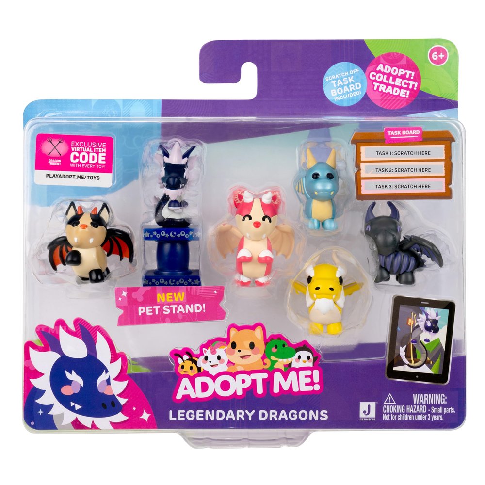 Adopt Me Legendary Dragons 6 Figure Pack - Online Game - Exclusive Virtual Item Code - Collectible Toys Featuring Your Favorite Adopt Me Pets, Ages 6+
