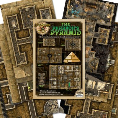 Arcknight The Pharaohs Pyramid map Pack - 16 Modular RPG Maps in 8 Double-Sided Pages, 1" Square Grid, Modular & Versatile Design for Tabletop Gaming - BattleMaps for Dungeons & Dragons & More