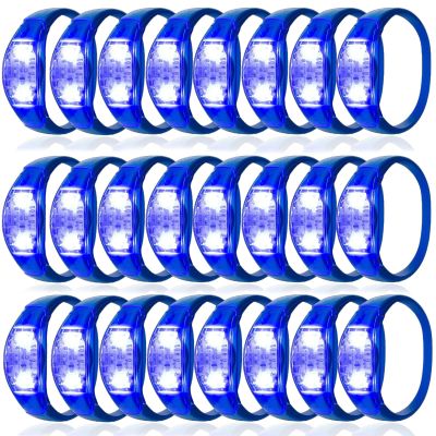 24 Pcs LED Glow Bracelets Sound Activated Led Flashing Bracelet Music Control Light Up Bracelets,Glow in The Dark Party Supplies For Birthday Carnival Concerts Night Events Christmas Gift (blue)