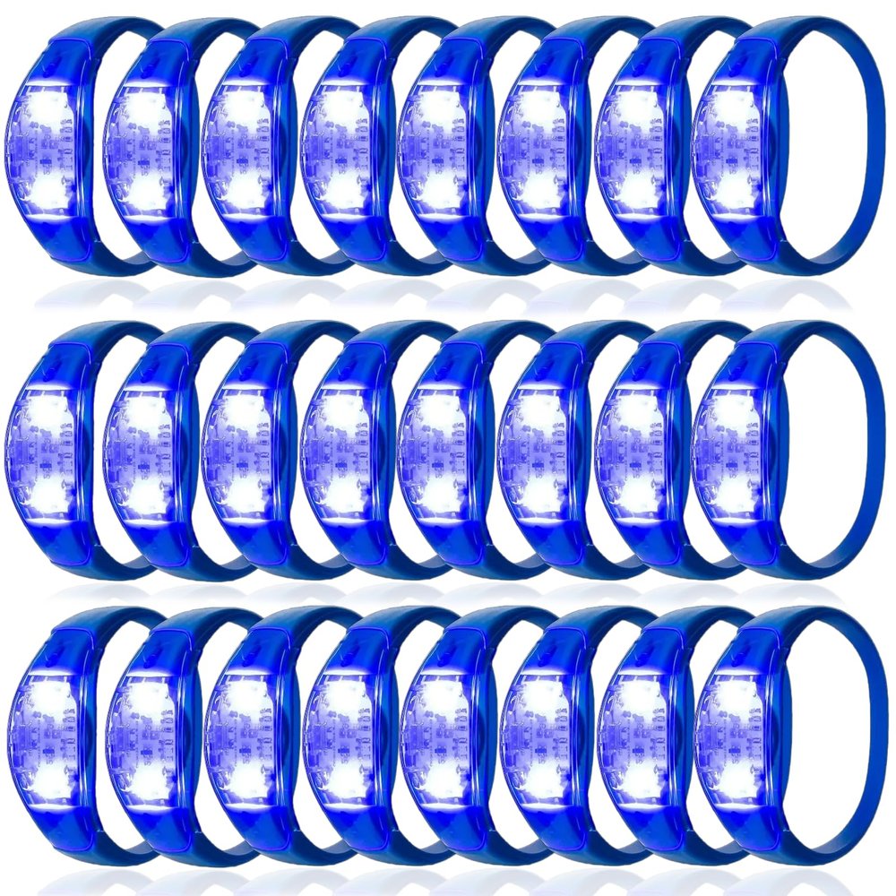 24 Pcs LED Glow Bracelets Sound Activated Led Flashing Bracelet Music Control Light Up Bracelets,Glow in The Dark Party Supplies For Birthday Carnival Concerts Night Events Christmas Gift (blue)