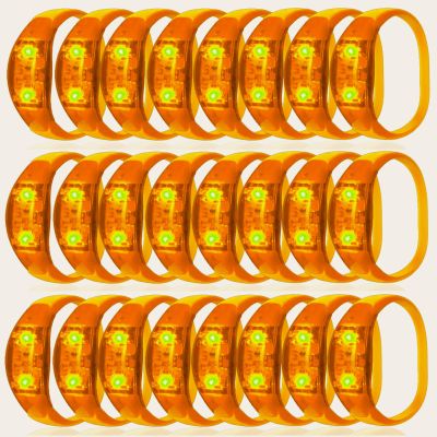 24 Pcs LED Glow Bracelets Sound Activated Led Flashing Bracelet Music Control Light Up Bracelets,Glow in The Dark Party Supplies For Birthday Carnival Concerts Night Events Christmas Gift (orange)