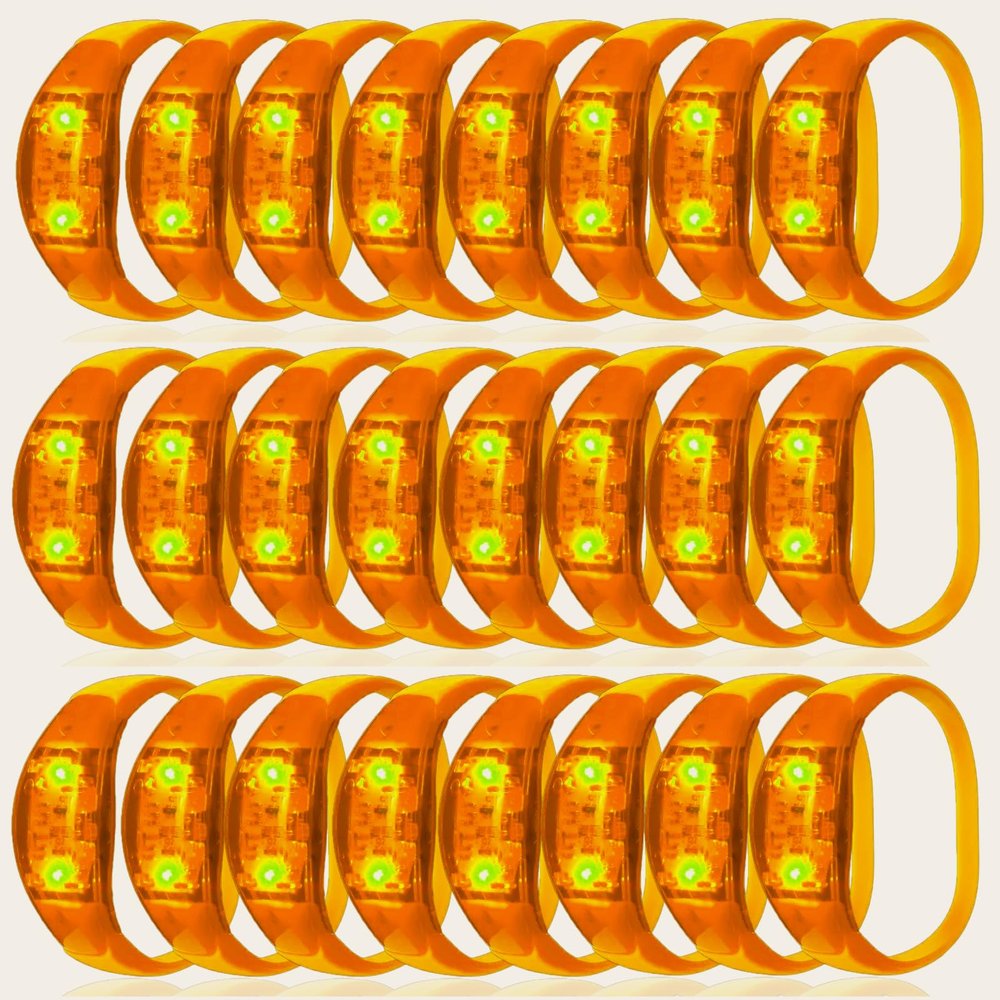 24 Pcs LED Glow Bracelets Sound Activated Led Flashing Bracelet Music Control Light Up Bracelets,Glow in The Dark Party Supplies For Birthday Carnival Concerts Night Events Christmas Gift (orange)