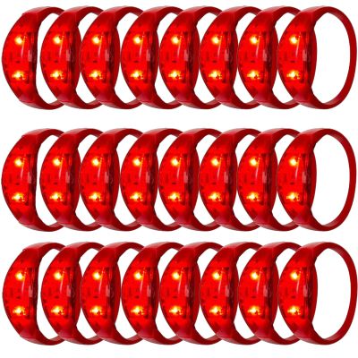 24 Pcs LED Glow Bracelets Sound Activated Bracelet Glow Bracelets with Flashing LED Strobe for Carnival,Concerts , Night Events, Rave, Game Prizes, Birthday Party Favor, New Year's Eve Gift (red)
