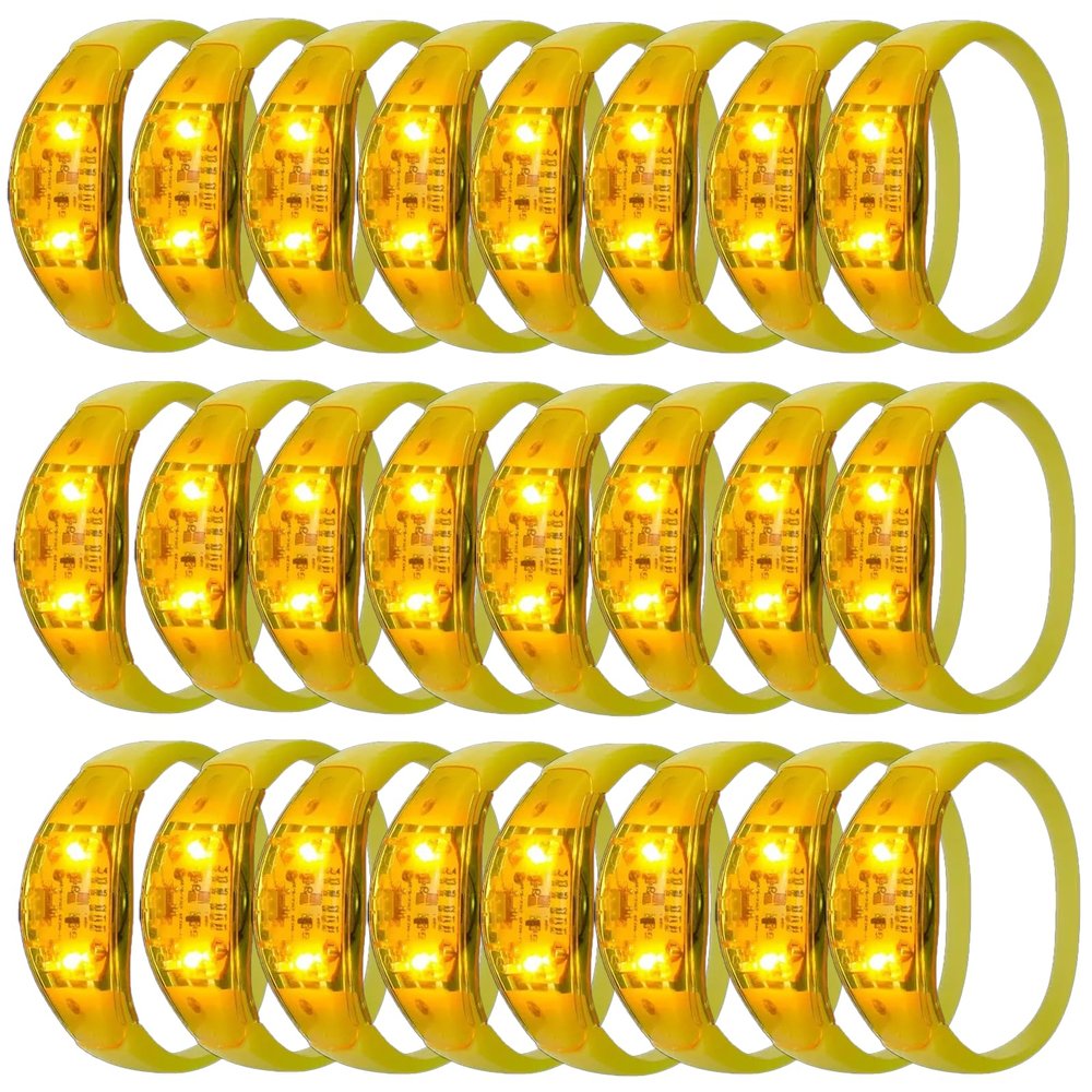 24 Pcs LED Glow Bracelets Sound Activated Led Flashing Bracelet Music Control Light Up Bracelets,Glow in The Dark Party Supplies For Birthday Carnival Concerts Night Events Christmas Gift (yellow)
