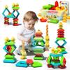 40Pcs Montessori Toys for Ages 3 4 5 6 Toddlers Kids Baby,Pyramid Stacking Building Toys,3D Preschool Learning Blocks for Kids,STEM Sensory Toy Gifts for 3-5 Year Old Boy Girl,Plastic Storage Box Set view 1