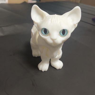 3D Printable Movable Plastic Hairless Cat Figurine Animal Ornament Girls Boys Toys Gifts Desktop Toys Ornaments Gifts for Friends 20cm/7.87in (White)