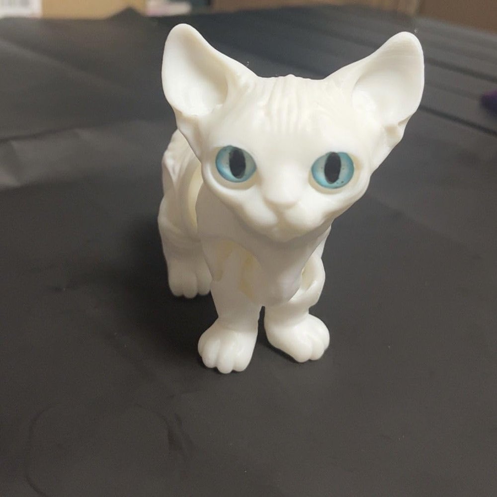 3D Printable Movable Plastic Hairless Cat Figurine Animal Ornament Girls Boys Toys Gifts Desktop Toys Ornaments Gifts for Friends 20cm/7.87in (White)
