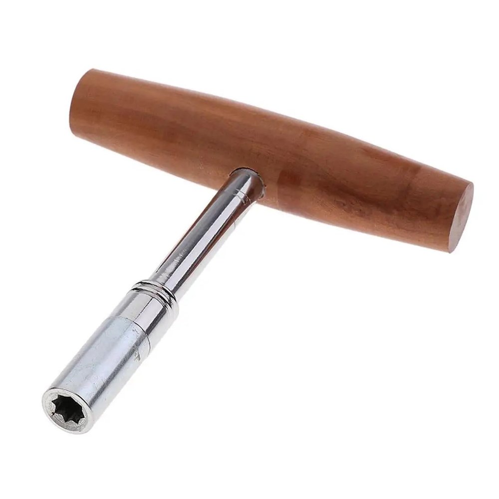 Piano Tuning Tool T Shaped Wrench Spanner with Wood Handle for Piano Parts Accessories