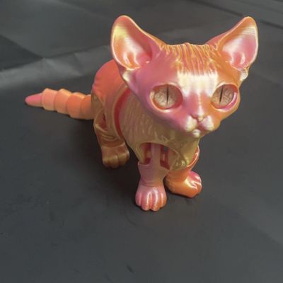 3D Printable Movable Plastic Hairless Cat Figurine Animal Ornament Girls Boys Toys Gifts Desktop Toys Ornaments Gifts for Friends 20cm/7.87in (Pink Gold)