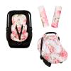 Car Seat Cover Baby, HNHUAMING Infant Car Seat Covers Canopy, Infant Car Seat Insert, Baby Car Seat Head & Body Support for Newborn, Car Seat Strap Pads for Baby Kids, Pink Foral view 1