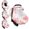 Car Seat Cover Baby, HNHUAMING Infant Car Seat Covers Canopy, Infant Car Seat Insert, Baby Car Seat Head & Body Support for Newborn, Car Seat Strap Pads for Baby Kids, Pink Foral view 2