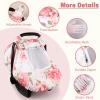 Car Seat Cover Baby, HNHUAMING Infant Car Seat Covers Canopy, Infant Car Seat Insert, Baby Car Seat Head & Body Support for Newborn, Car Seat Strap Pads for Baby Kids, Pink Foral view 3