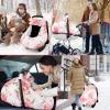 Car Seat Cover Baby, HNHUAMING Infant Car Seat Covers Canopy, Infant Car Seat Insert, Baby Car Seat Head & Body Support for Newborn, Car Seat Strap Pads for Baby Kids, Pink Foral view 4