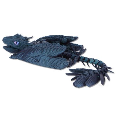 3D Printed 13.5 inch Feathered Wyvern Dragon, Flying Articulated Dragon Animals Pack,Desktop Ornament,Desktop Pet Toys,3D Printed Fidget Toys Stuff(Chameleon Series-Opal Gold)