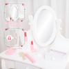 Kids Vanity with Mirror and Stool, Girls Vanity with Wood Makeup Playset, Princess Vanity Table for Toddlers, White view 2