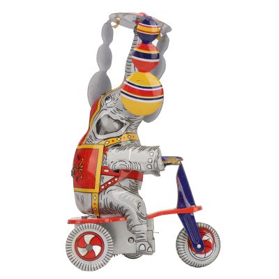 Elephant On Tricycle Clockwork Mechanism Tin Toy Vintage Nostalgic Decor Collection Wind Up Operated
