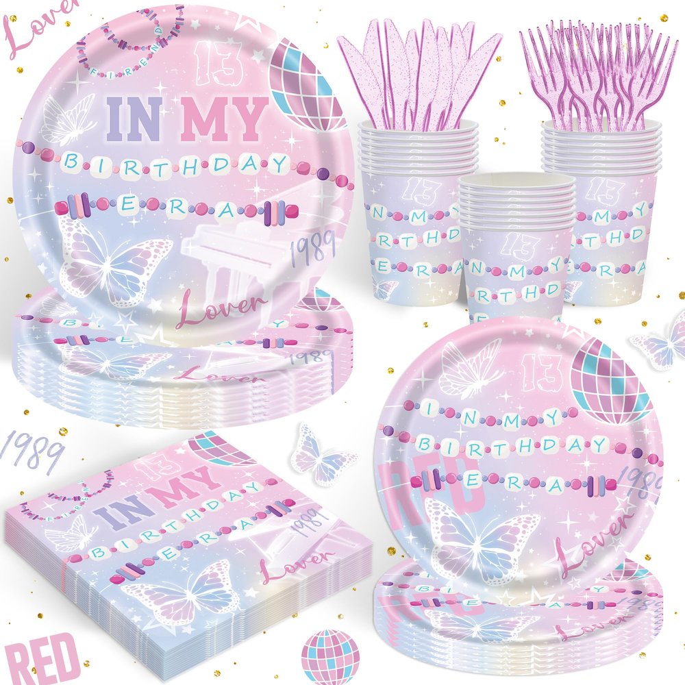 120PCS In My Birthday Era Party Supplies Friendship Party Tableware Music Themed Decorations includes In My Era Music Plates and Napkins for Girl Fans Birthday Party Decorations