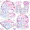 120PCS In My Birthday Era Party Supplies Friendship Party Tableware Music Themed Decorations includes In My Era Music Plates and Napkins for Girl Fans Birthday Party Decorations view 1