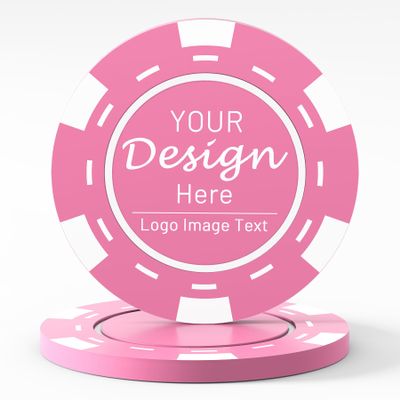 Shueewago 100 Custom Plastic Poker Chips for 9 Colors, Personalized Your Image or Text, Double Sided Full Color Print, Put Design on a Chip for Business Cards, Corporate Events, Drink Token (Pink)