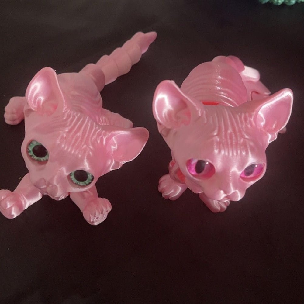 3D Printable Movable Plastic Hairless Cat Figurine Animal Ornament Girls Boys Toys Gifts Desktop Toys Ornaments Gifts for Friends 20cm/7.87in (Pink)