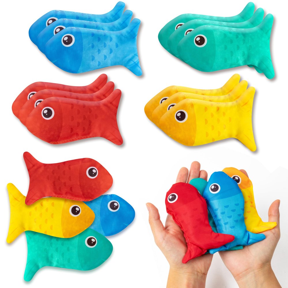 EYxsaxenk Fish Bean Bags for Tossing - 12Pcs Fish-Shaped Bean Bag Toss Game for Kids Outside Tossing Game Nylon Bean Bag Toy Indoor Outdoor Toy for Toddler Holiday Family Party Throwing Game Supplies