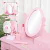 Kids Vanity with Mirror and Stool, Girls Vanity with Wood Makeup Playset, Princess Vanity Table for Toddlers, Pink view 2