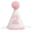 2nd Birthday Hat For Baby Girls, Pink Two Year Old Crown, Glitter Hat With Pink Topper, Decoration For Girls, Second Cake Smash Props view 1