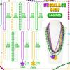 500 Pcs Mardi Gras Beads Necklace Bulk, Purple Gold Green Beads Necklaces Assortment for Carnival Decor, 9 Styles Metallic Mardi Gras Necklaces for Carnival Parade Throws Carnival Costume Party view 2