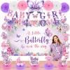 23pcs Butterfly Baby Shower Decorations for Girl Purple Baby Shower Butterfly Banner Backdrop Table Centerpieces Hanging Swirls Pompoms A Little Butterfly Is On The Way Butterfly Party Supplies view 1