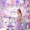 23pcs Butterfly Baby Shower Decorations for Girl Purple Baby Shower Butterfly Banner Backdrop Table Centerpieces Hanging Swirls Pompoms A Little Butterfly Is On The Way Butterfly Party Supplies view 3