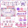 23pcs Butterfly Baby Shower Decorations for Girl Purple Baby Shower Butterfly Banner Backdrop Table Centerpieces Hanging Swirls Pompoms A Little Butterfly Is On The Way Butterfly Party Supplies view 4