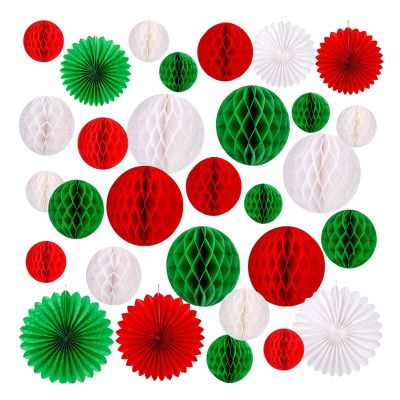 30 Packs Hanging Honeycomb Round Paper Fans Party Decorations Paper Fans For Birthday Graduation Baby