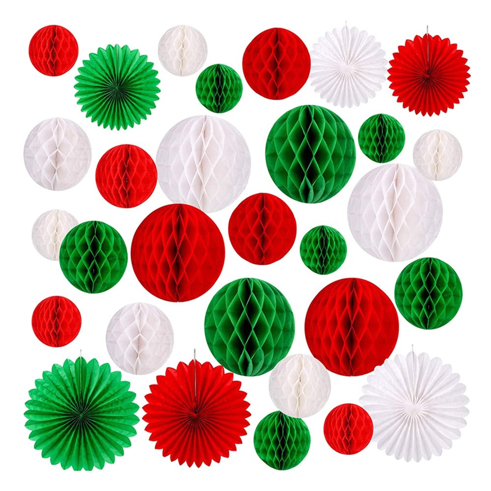 30 Packs Hanging Honeycomb Round Paper Fans Party Decorations Paper Fans For Birthday Graduation Baby