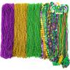 300 PCS Purple Gold Green Mardi Gras Beads Bulk, 9 Styles Beads Necklaces Assortment for Mardi Gras Decorations, Mardi Gras Beads Necklaces for Mardi Gras Parade Throws Masquerade Party Accessories view 1