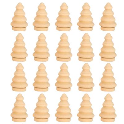 Glomora 20 Items Unfinished Wooden Christmas Tree, Crafts Unfinished Wood Kits, Children Graffiti DIY Painted Decoration, for Art Painting Craft Projects