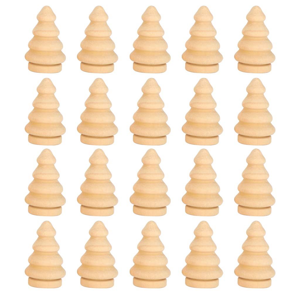 Glomora 20 Items Unfinished Wooden Christmas Tree, Crafts Unfinished Wood Kits, Children Graffiti DIY Painted Decoration, for Art Painting Craft Projects