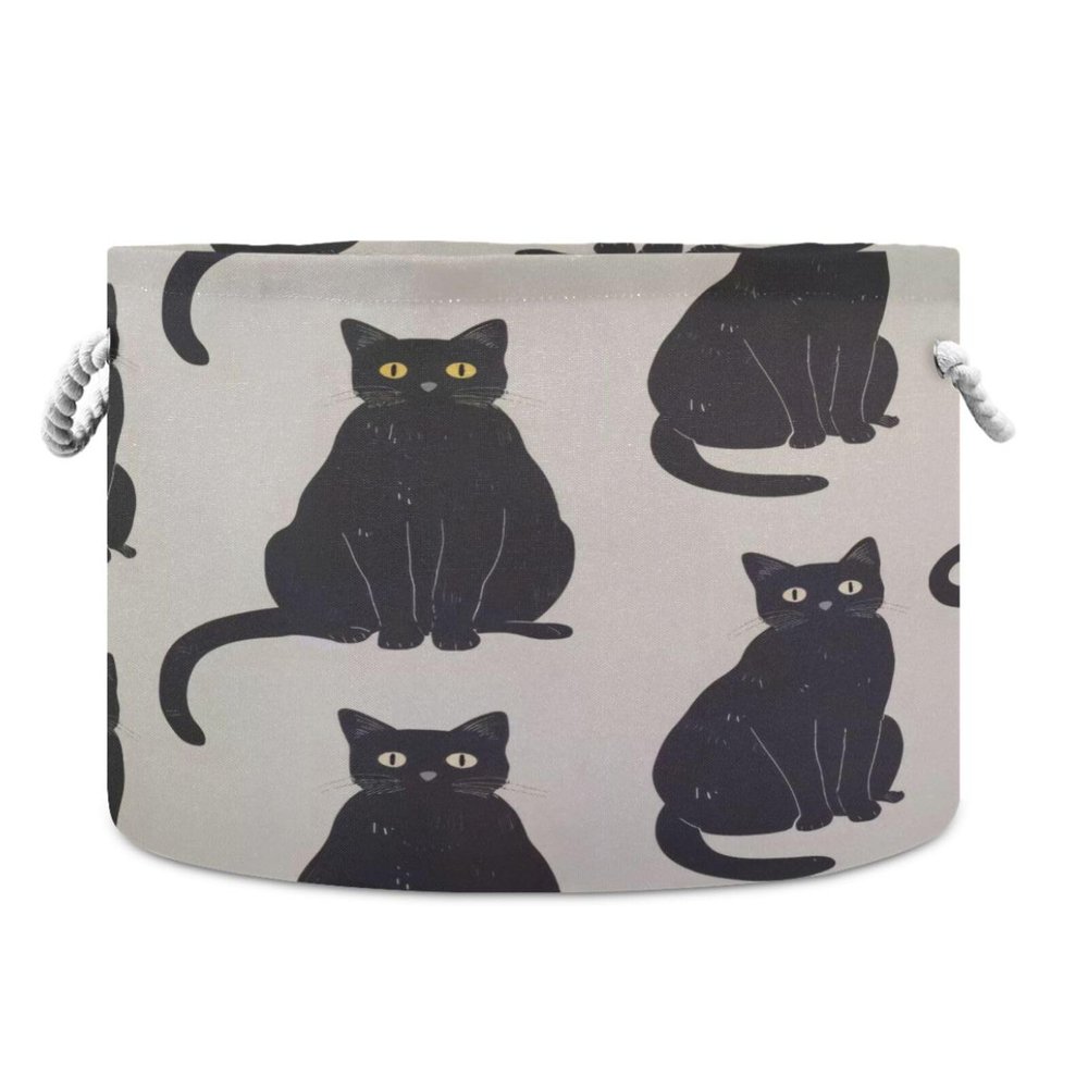 GOODOLD Black Cat Extra Large Storage Basket Decorative Laundry Basket with Handles, Rope Basket for Clothes, Blanket, Towel, 20 x 14 Inch