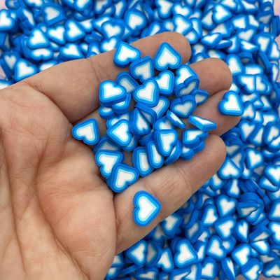 10mm Gradient Blue Polymer Clay Heart Sprinkles, Valentines Fake Sprinkle for Nail Art Slime Decoden Funfetti Jimmies - Non Edible (Blue, 15 gram Bag)
