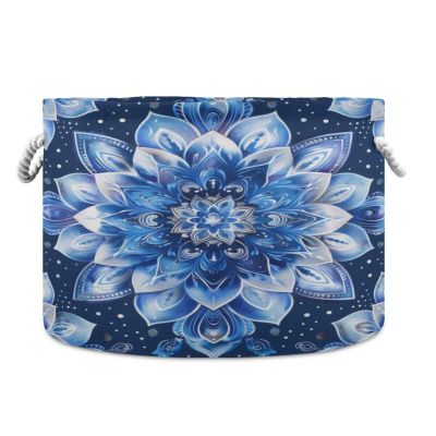 GOODOLD Blue Mandala Pattern Extra Large Storage Basket Decorative Laundry Basket with Handles, Rope Basket for Clothes, Blanket, Towel, 20 x 14 Inch