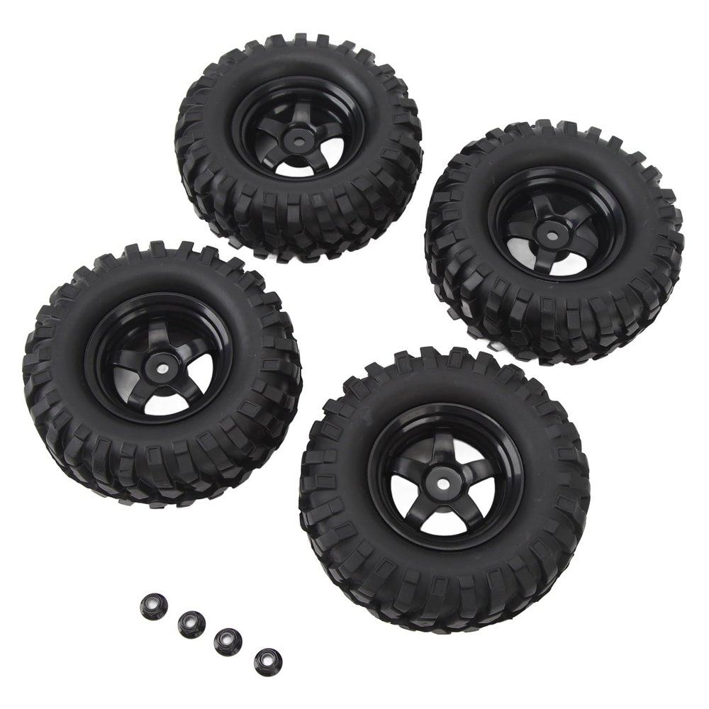 1.9in RC Crawler Wheel Rims Tires Set, Rubber, Plastic, with Enhanced Performance for Rough Terrains Fits Axial, HSP