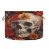 GOODOLD Skull with Flower Extra Large Storage Basket Decorative Laundry Basket with Handles, Rope Basket for Clothes, Blanket, Towel, 20 x 14 Inch view 1