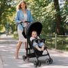 GLACER Lightweight Baby Stroller, One-Hand Folding Travel Stroller w/Adjustable Canopy & Backrest, Portable Compact Infant Stroller with 5-Point Harness, Food Tray & Large Storage Basket (Black) view 2