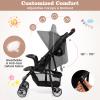GLACER Lightweight Baby Stroller, One-Hand Folding Travel Stroller w/Adjustable Canopy & Backrest, Portable Compact Infant Stroller with 5-Point Harness, Food Tray & Large Storage Basket (Black) view 4