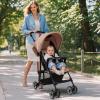 GLACER Lightweight Baby Stroller, One-Hand Folding Travel Stroller w/Adjustable Canopy & Backrest, Portable Compact Infant Stroller with 5-Point Harness, Food Tray & Large Storage Basket (Coffee) view 2