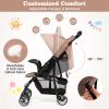 GLACER Lightweight Baby Stroller, One-Hand Folding Travel Stroller w/Adjustable Canopy & Backrest, Portable Compact Infant Stroller with 5-Point Harness, Food Tray & Large Storage Basket (Coffee) view 3