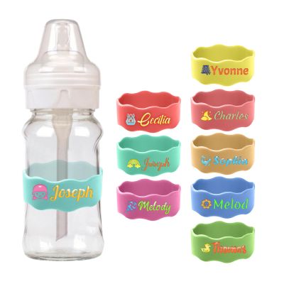Custom Baby Bottle Labels, Personalized Baby Pacifier Silicone Cup Bands, Dishwasher Safe Reusable, Daycare Engraved Name Tags, Personalized Bottle Label Bands